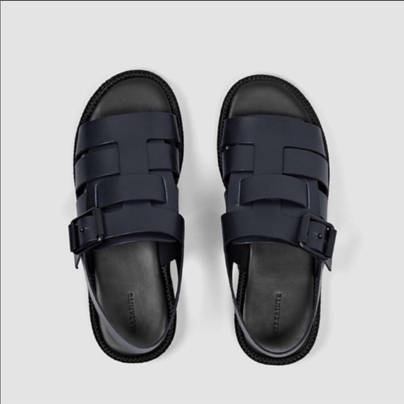 $360 NIB All Saints Leather Botan Sandals Black - Picture 3 of 8